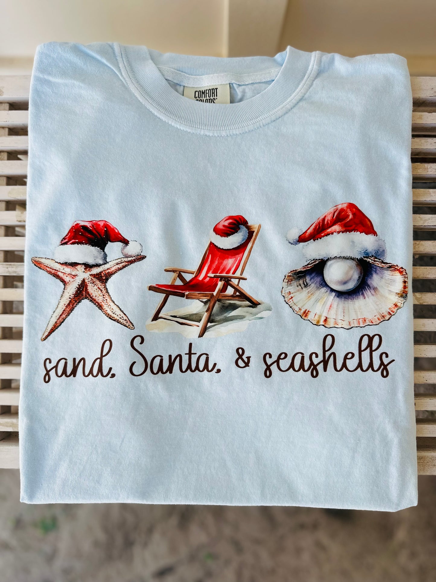 “Sand, Santa, & Seashells” Tee