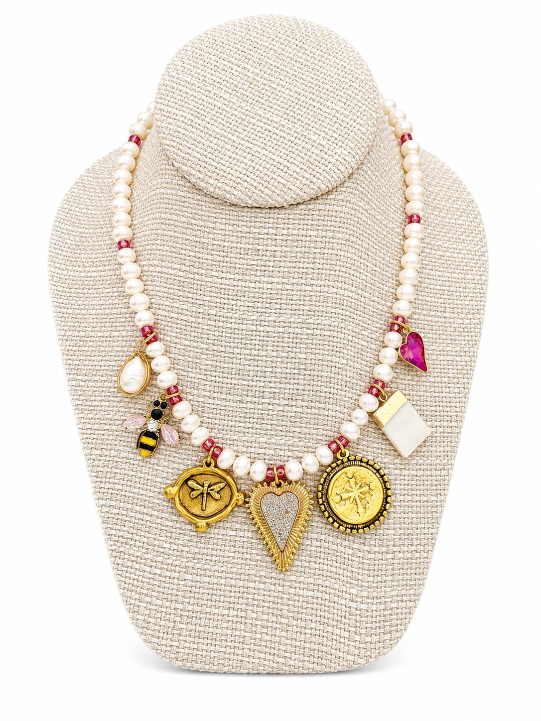 “The Dragonfly” Freshwater Pearl Charm Necklace