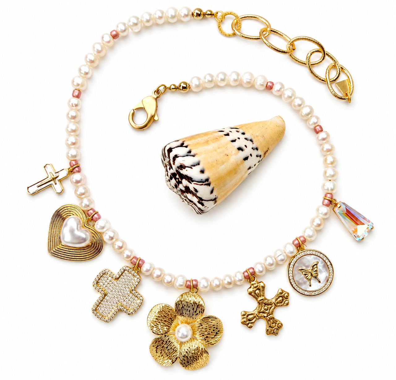“Pretty Petals” Freshwater Pearl Charm Necklace