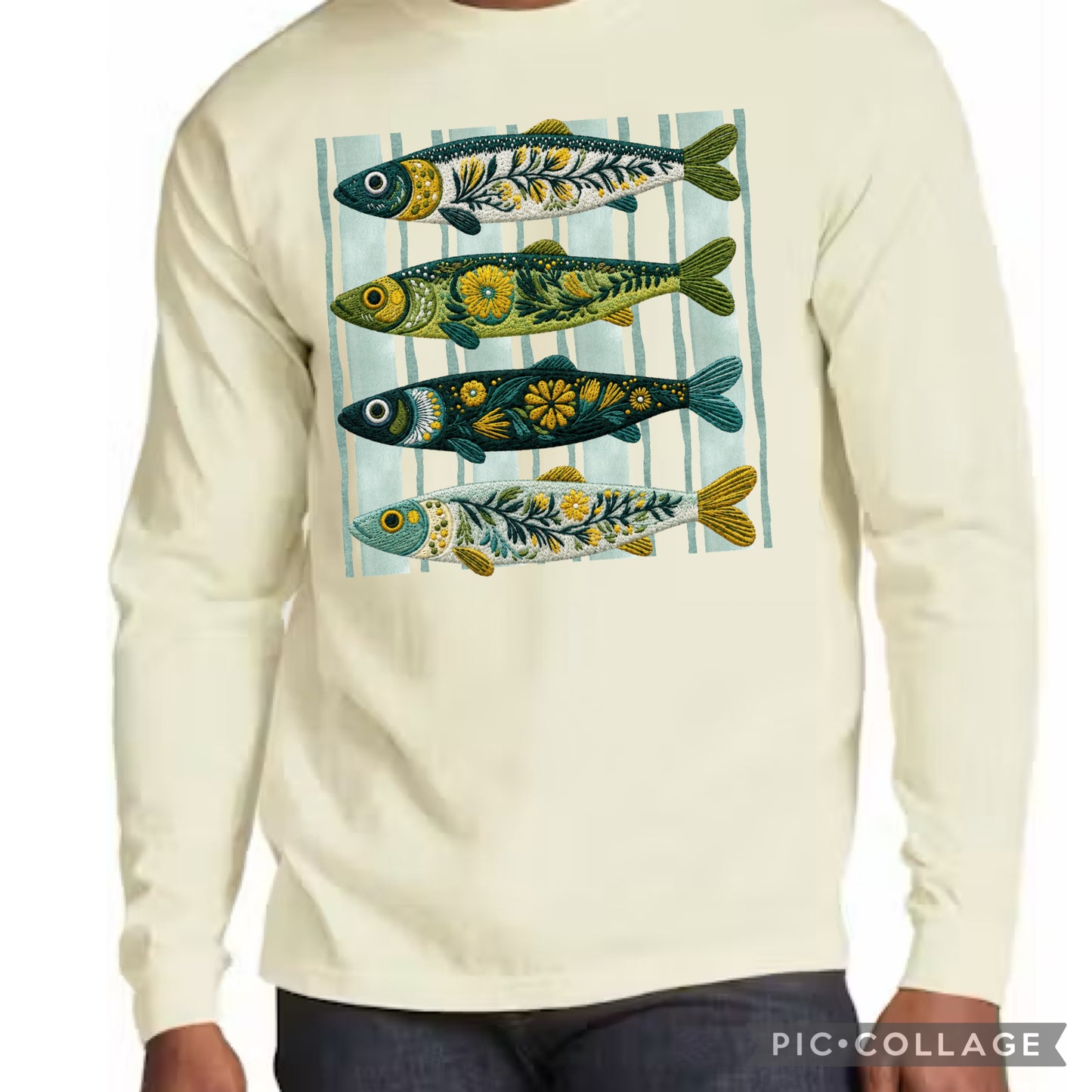 Floral Fishy- LS, CC, Ivory-L