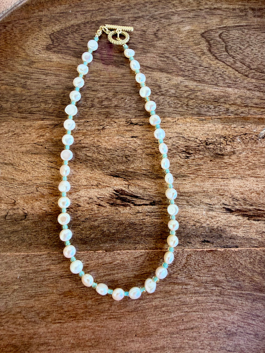 Mint & Pearl Necklace