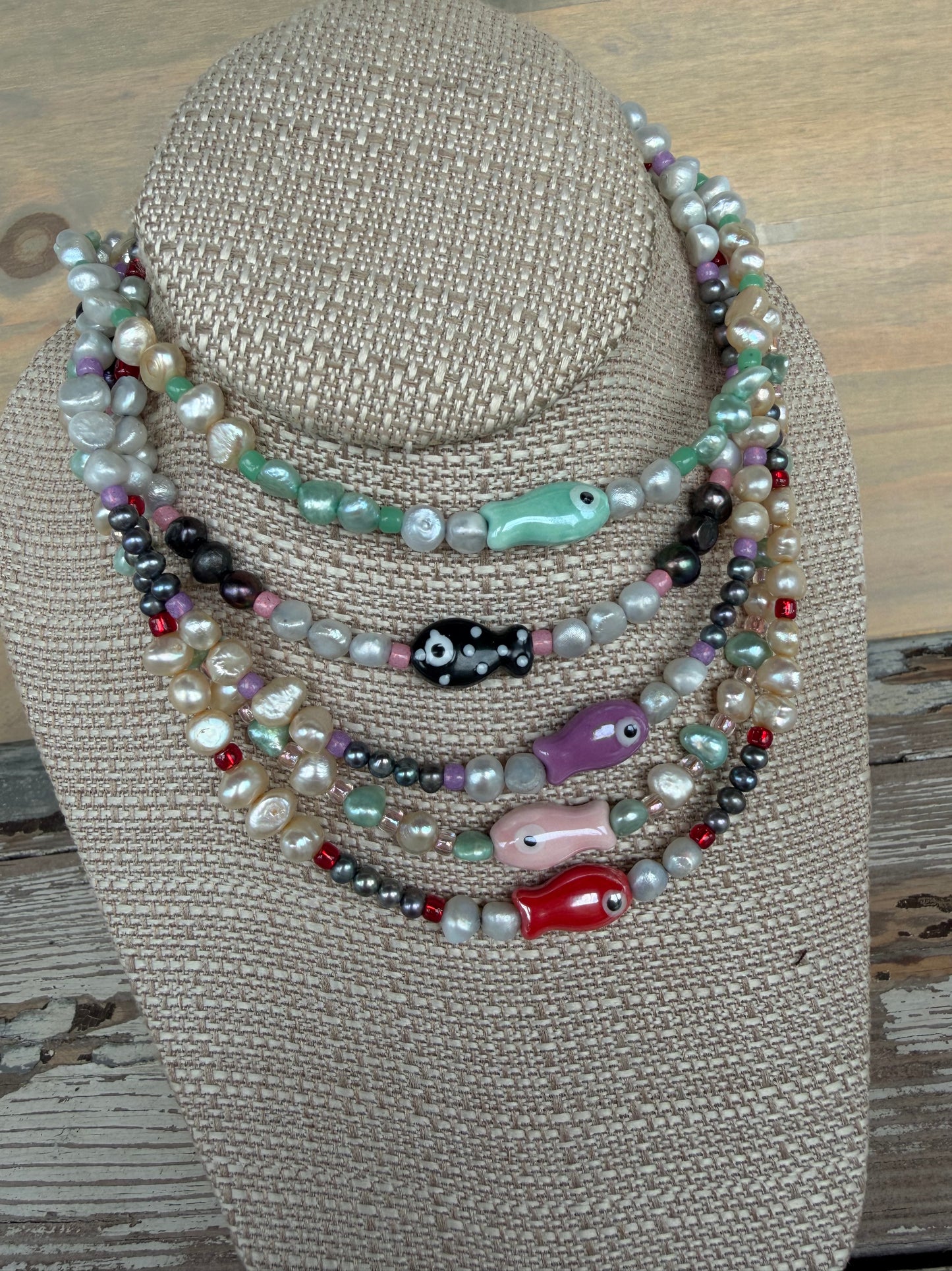 “Small Catch” Fish Pearl Necklace