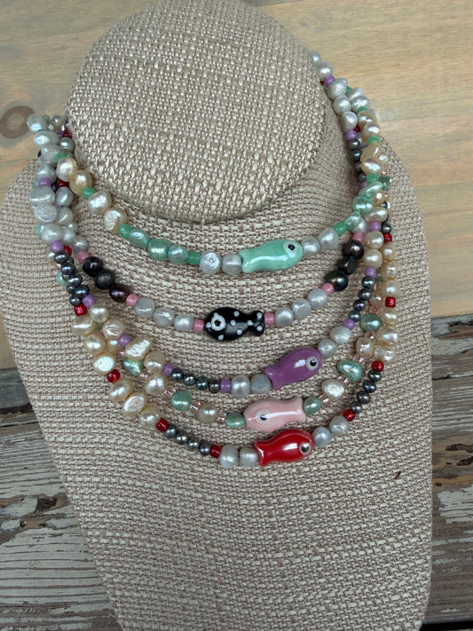 “Small Catch” Fish Pearl Necklace