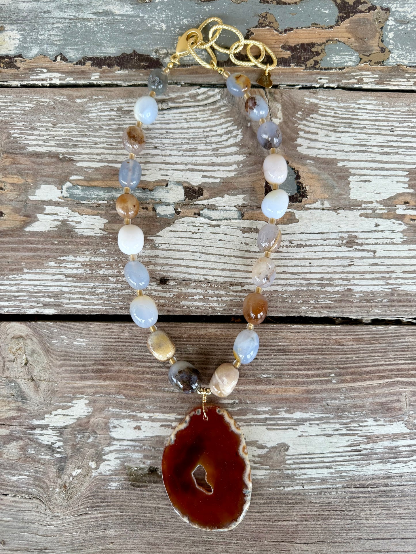 “Say Something” Statement Agate Pendant Necklace