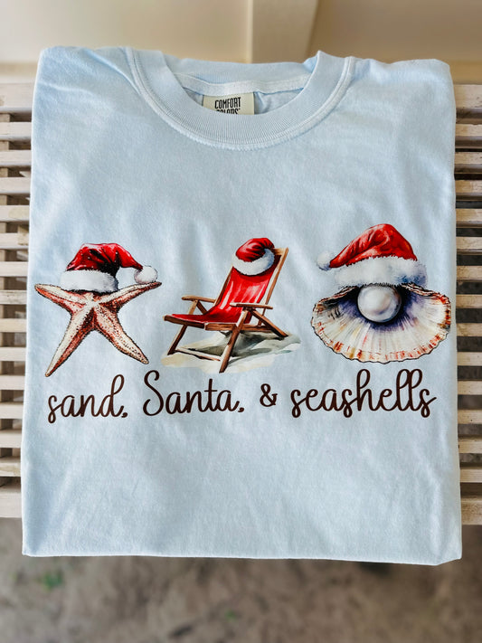 “Sand, Santa, & Seashells” Tee