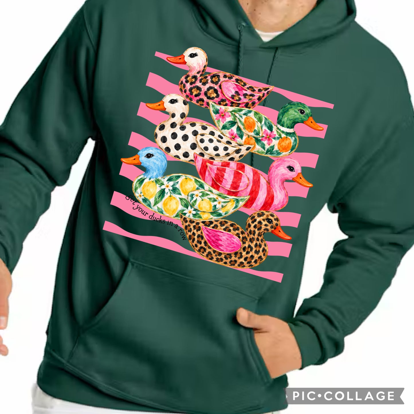 Stacked Ducks/ Deep Forest Eco Smart L Hoodie