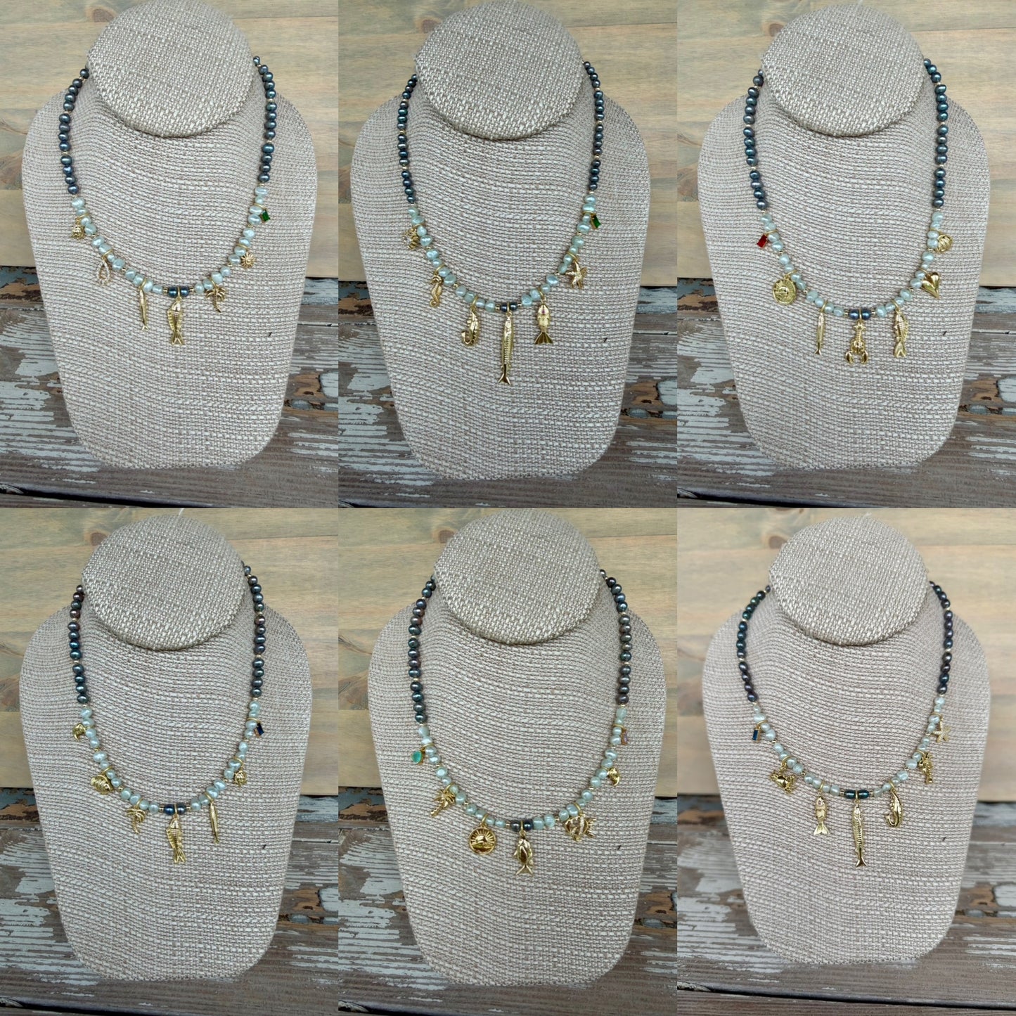 “Midnight Charmer” Freshwater Pearl Charm Necklace