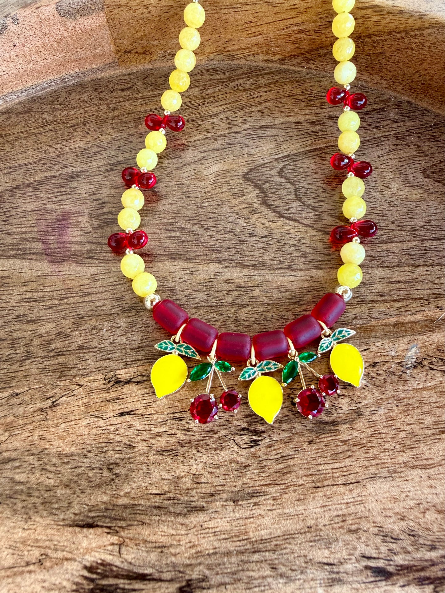 Lemon & Cherry Charm Necklace