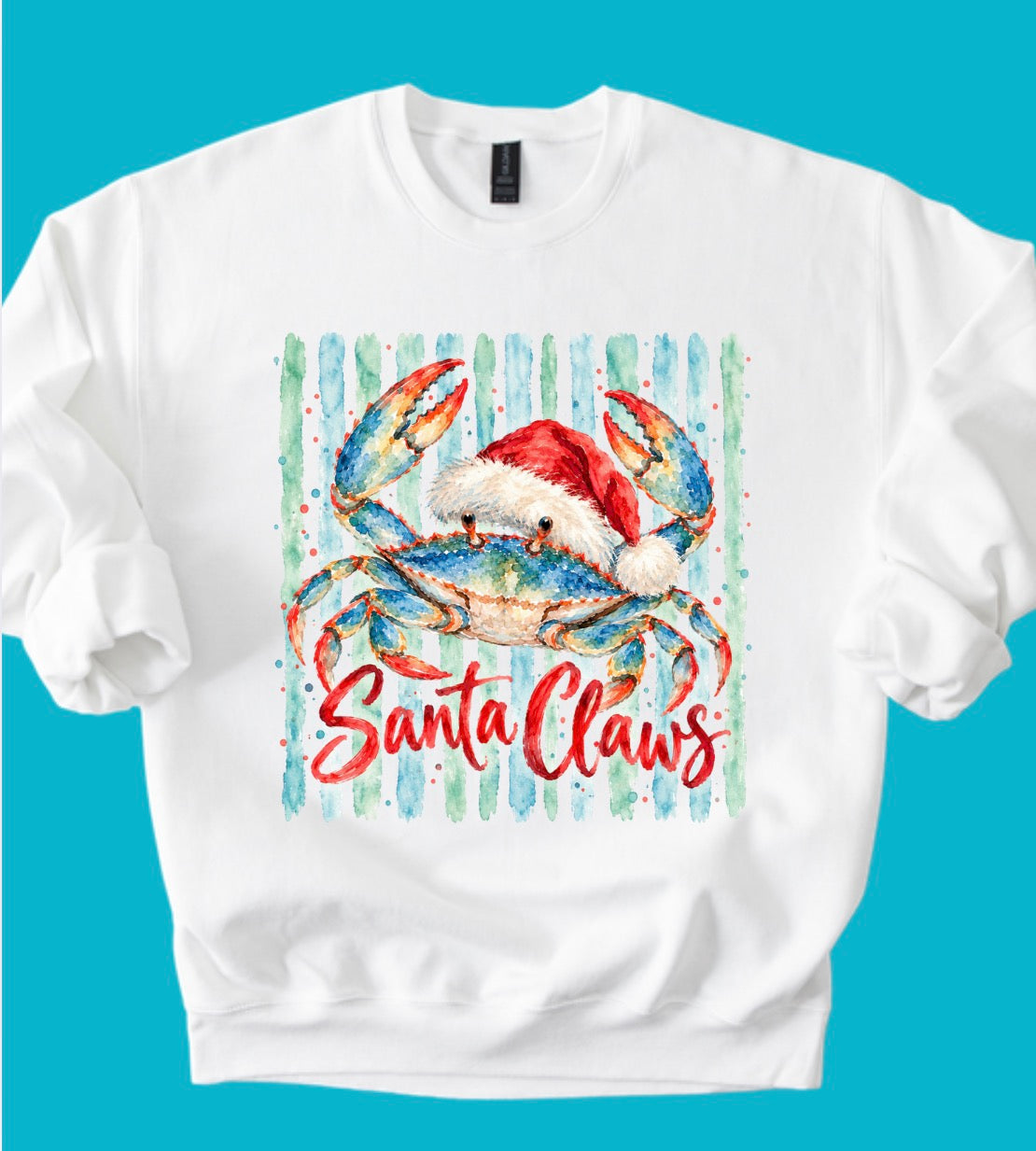 Santa Claws-M, white sweatshirt, Yarn Santa-M pink sweatshirt