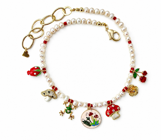 “The Gardener” Freshwater Pearl Charm Necklace