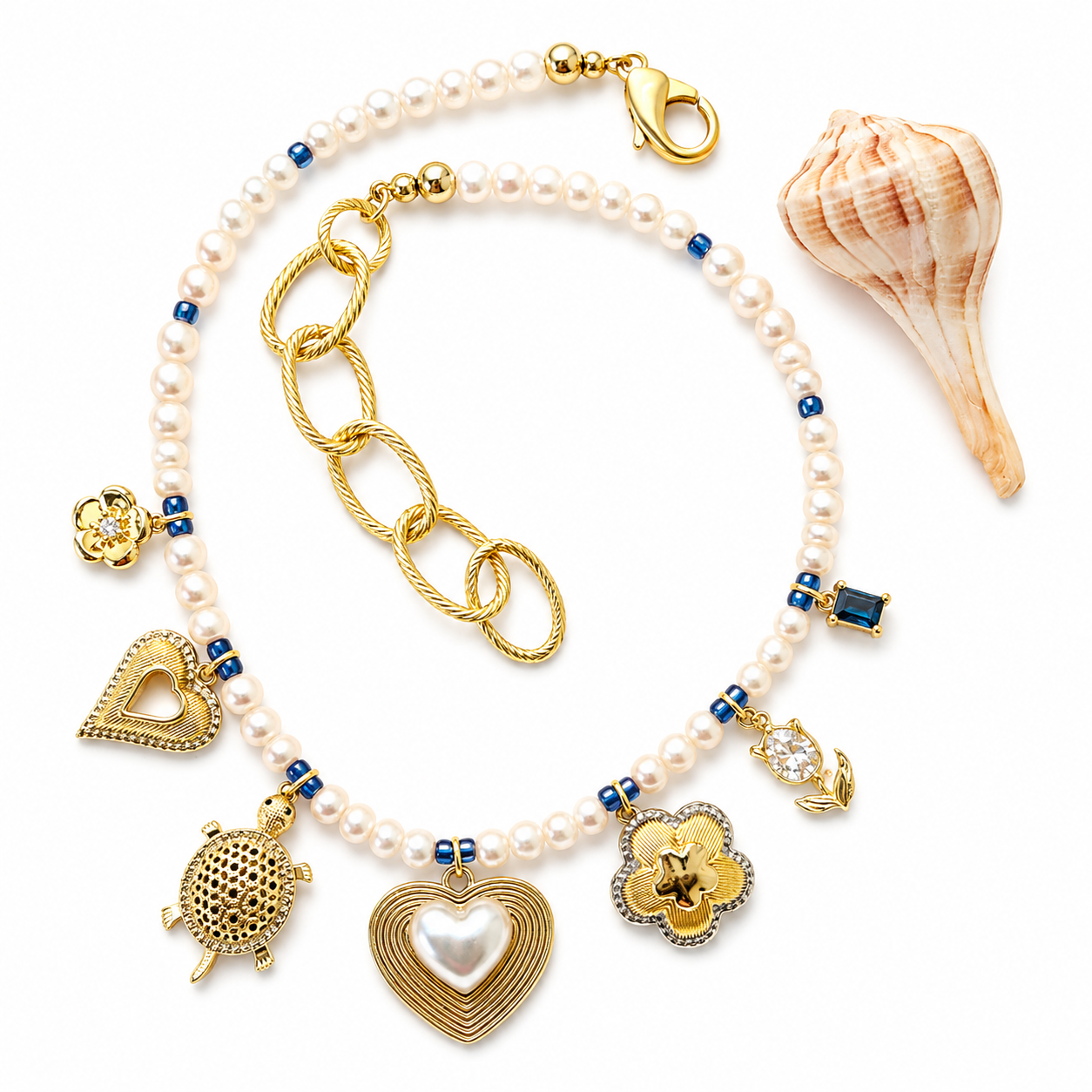 “The Slow Ride” Freshwater Pearl Charm Necklace