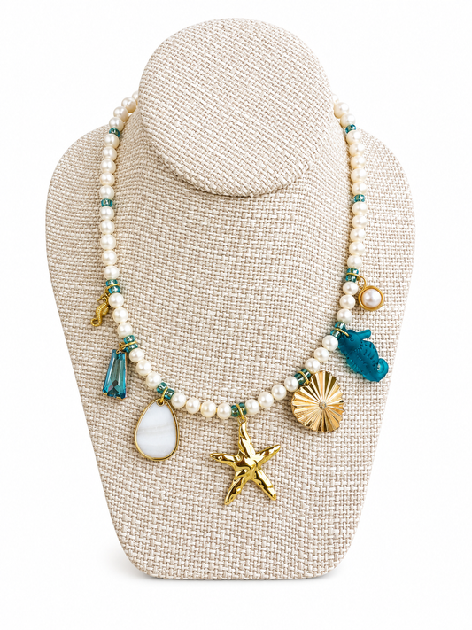 “The Seahorse” Freshwater Pearl Charm Necklace