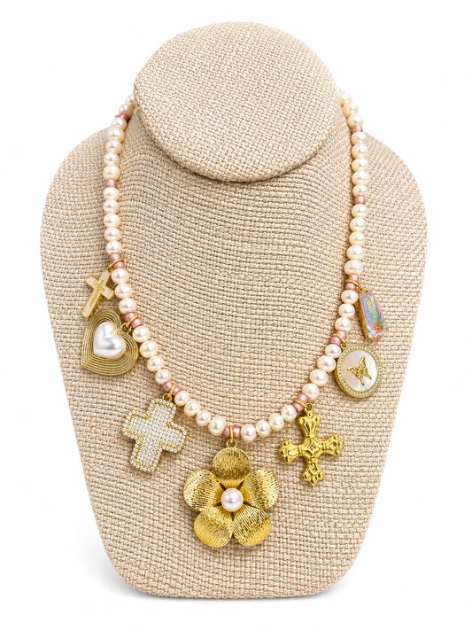 “Pretty Petals” Freshwater Pearl Charm Necklace