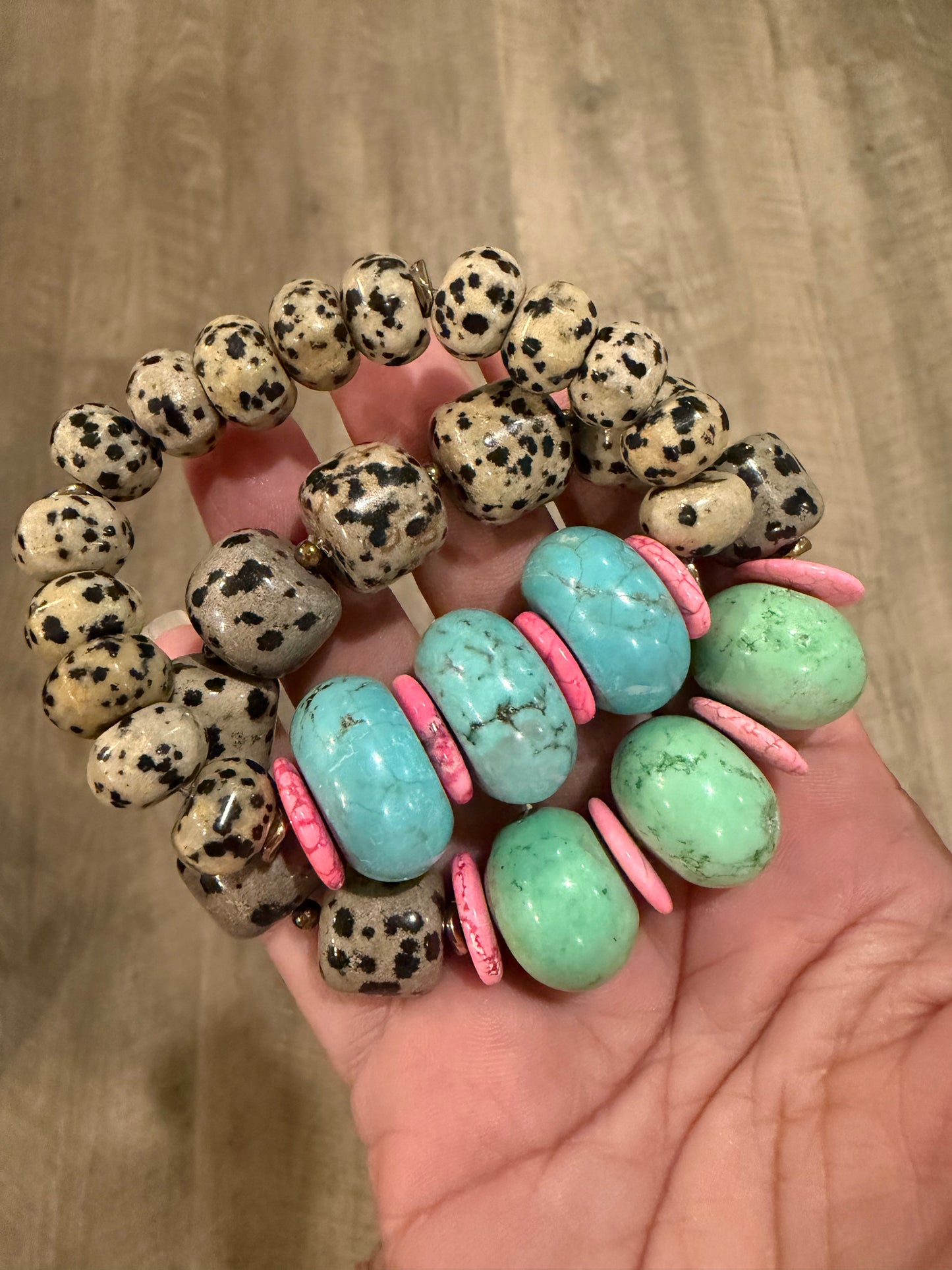 Dalmatian Jasper Duo Bracelets
