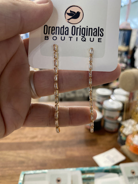 “Single Strand” Rhinestone Earrings